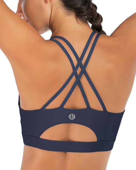 RUNNING GIRL Sports Bras for Women,Padded Sports Bra Tank Top Sexy Crisscross Back High Impact Longline Workout Yoga Bra