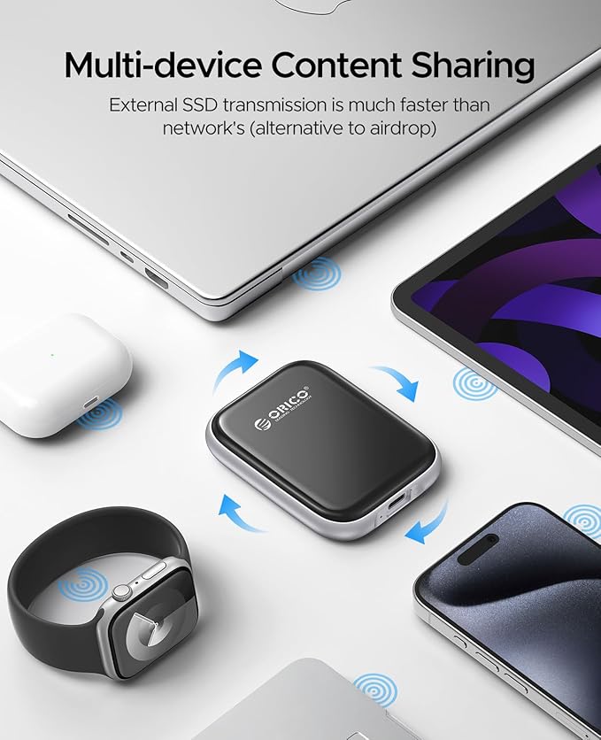 ORICO 2TB Portable SSD Up to 2000MB/s External Solid State Drive, USB 3.2 Gen 2x2 20Gbps with 2 in 1 USB C Cable, Compatibility with MacBook, iPad, iPhone 15, PSSD - A20