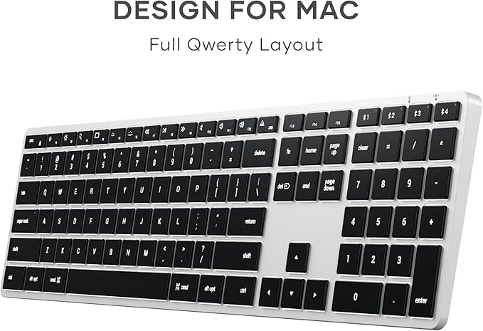 Satechi Slim X3 Bluetooth Backlit Keyboard for Mac, Illuminated Keys & Multi-Device Sync, for MacBook Air/Pro M4, iPad Air/Pro M4/M3, iPad mini, Mac mini, iMac - Silver