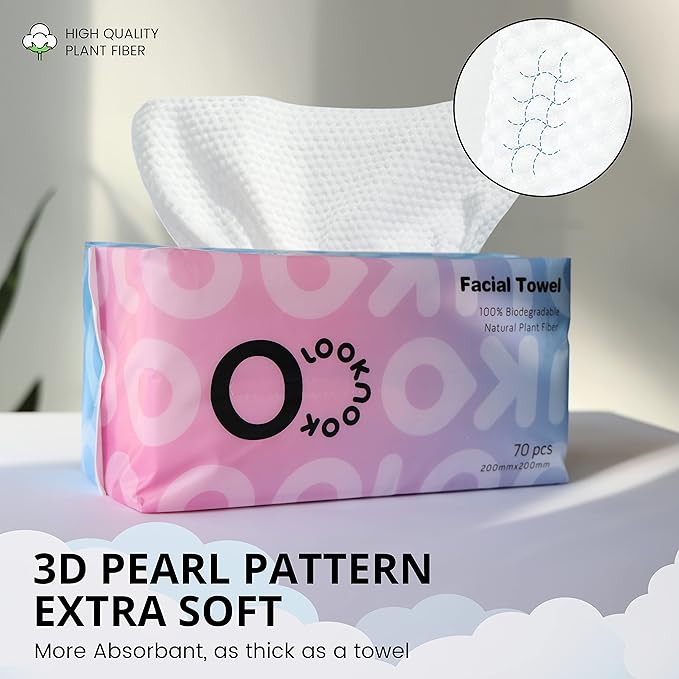 Disposable Face Towel, 50% Thicker, Soft for Sensitive Skin, Multipurpose Cleaning Cloth, 70 Count, 6 pack