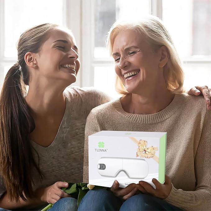 Eye Massager with Airbag Kneading,Constant Temperature Hot Compress, Multi-Frequency Vibration and Bluetooth Music (Pearl White, Large)