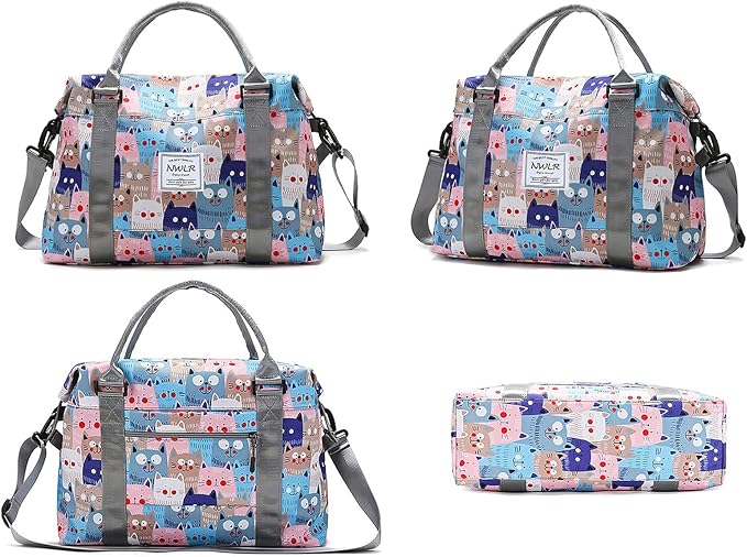 Travel Duffle Bag Weekender Overnight Bag Gym Tote with Dry and Wet Separated Pocket for Women Girls Shoulder Workout Duffel Bag Water Resistant (lovely cats)