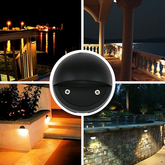 2W LED Deck Lighting Low Voltage Deck Lights Landscape Lighting Landscape Lights Outdoor Replaceable G4 LED Bulb 3000K Aluminum housing for Step,Pathway,Walkway,Yard Black, Pack of 10
