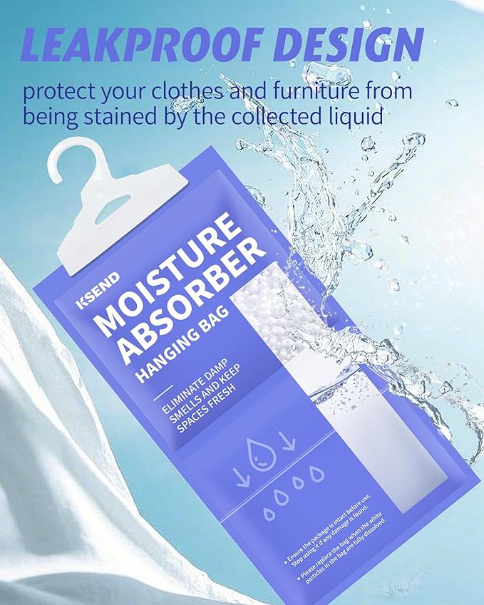 Moisture Absorbers 10 Pack, 9.8 Oz Compact Dehumidifier Bags & Packs, Moisture Hanging Bag, Humidity Absorbers, Closet Deodorizer Against Musty Odors, 11.8'' x 6.3''