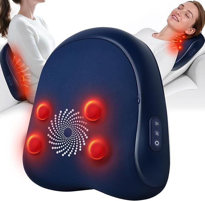Shiatsu Back and Neck Massager with Heat – Deep Kneading Massage Pillow for Relaxation – Corded Design for Full Body Use