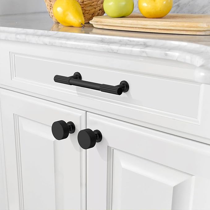 Amerdeco 10 Pack Matte Black Cabinet Pulls 3.75 Inch(96MM) Hole Centers Kitchen Cabinet Handles Hardware Kitchen Handles for Cabinets Cupboard Handles Drawer Pulls ZH0071