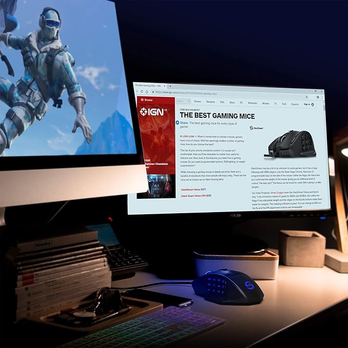 UtechSmart Venus Gaming Mouse RGB Wired, 16400 DPI High Precision Laser Programmable MMO Computer Gaming Mice [IGN's Recommendation]