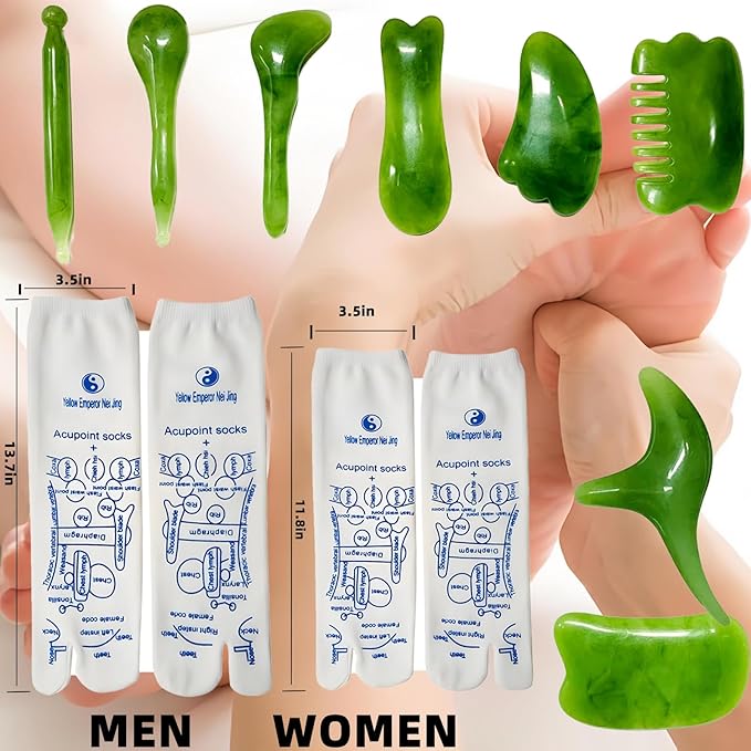 Reflexology Socks with Tools Set, Acupressure Pressure Point Socks, Foot Relief and Acupuncture with Trigger Point Massage Reflexology Chart Socks and Tool for Men and Women