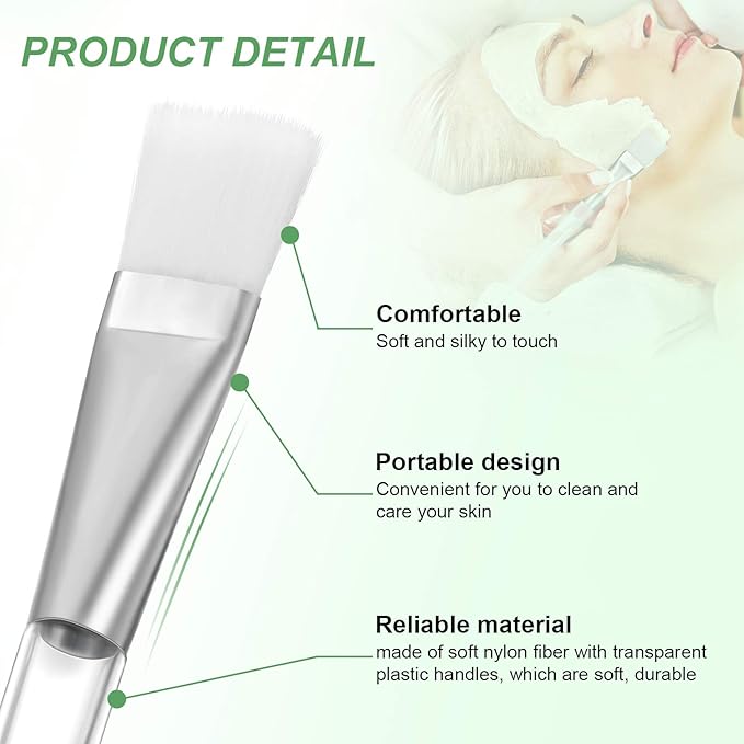 16 Pieces Facial-Mask Brush Face-Mask Applicator Soft Facial Application Brush with Clear Plastic Handle for Skin Care, Body Butter Applicator Tools (White)