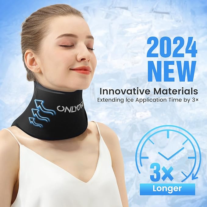 ONLYCARE Neck Ice Pack Wrap Gel - Upgraded Ice Packs for Neck Reusable, Hot and Cold Compress, Relief of Pain, Swelling, Sprains, Office Pressure