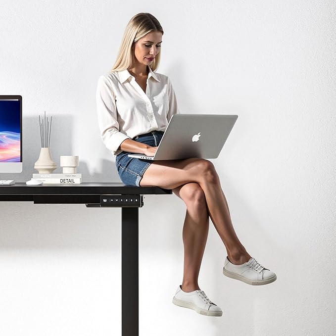 Dual Motor Electric Standing Desk Frame for 40 to 90" Table Tops, 330lbs Weight Capacity,Ergonomic Standing Height Adjustable Base with Memory Controller,Black Frame Only