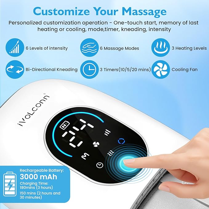 Hand Massager with Heat and Compression, 6 Modes 6 Intensities Hand Massage with Kneading Roller, Hand Massager for Arthritis and Carpal Tunnel, Birthday Gifts for Women/Men