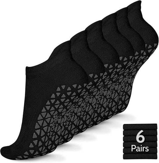 Non Slip Yoga Socks with Grips for Pilates, Ballet, Barre, Barefoot, Hospital Anti Skid Socks for Women and Men