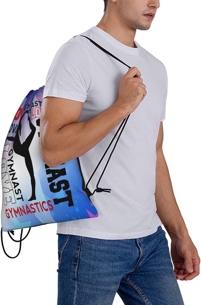 Gymnastics Drawstring Backpack Light Gym String Bag Pink Water Resistant Sackpack Sport Yoga Daypack For Womens Mens