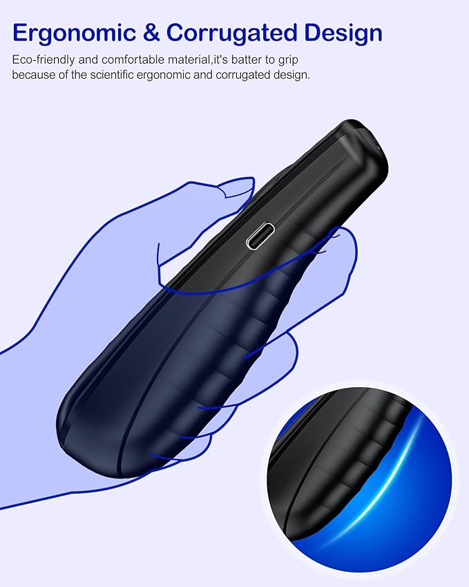 Wireless Presentation Clicker, Powerpoint Clicker Remote with Laser Pointer,Rechargeable Presentation Remote with Hyperlink & Volume Control for PowerPoint, Mac, Computer, Laptop