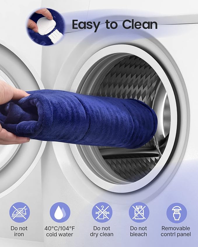 RENPHO Back Heating Pad for Back Pain Relief, Birthday Christmas Gifts for Women Men Mom Dad Grandma, FSA Eligible, Neck and Shoulder Heat Pad, Auto Shut Off, ETL Certified, 24"x33", Dark Blue