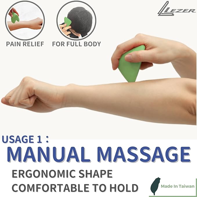 LEZER Trigger Massage Point, Manual Massage Ball, Muscle Knots Relief Tool, Myofascial Release, Physical Therapy, Deep Tissue Back Massage, Plantar Fasciitis, 2.9 in x 2.1 in (Green)