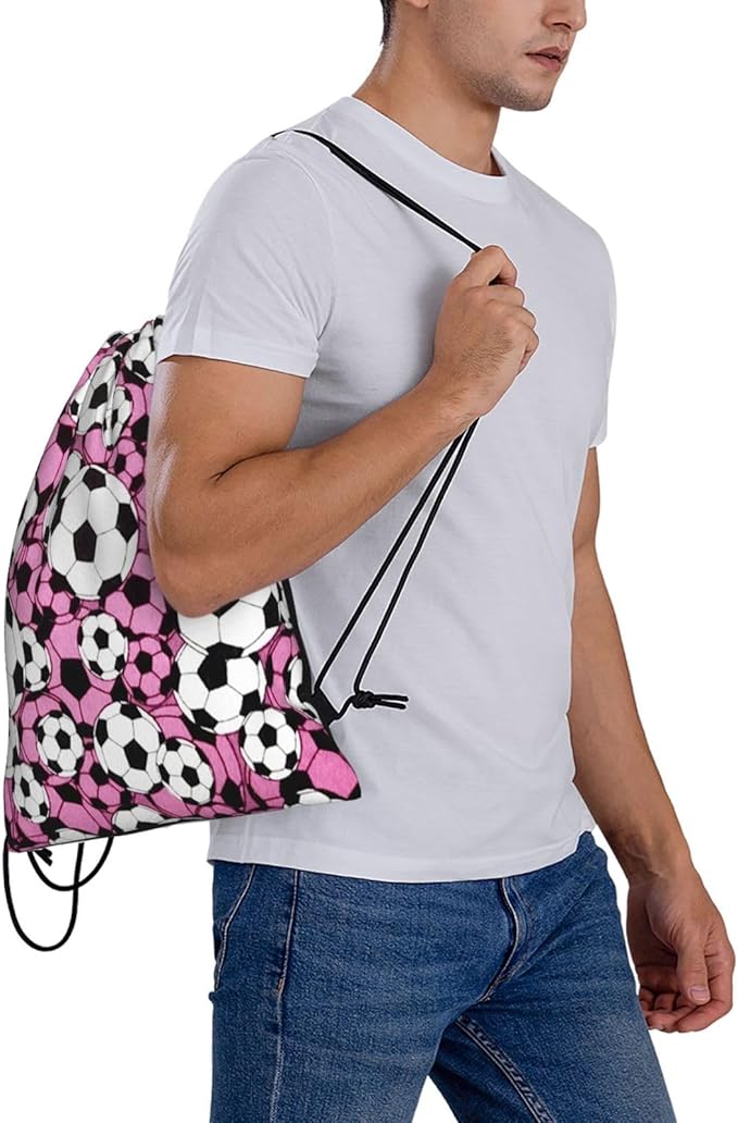 Soccer Drawstring Backpack Gym String Bag Water Resistant Drawstring Sackpack Sport For Womens Mens