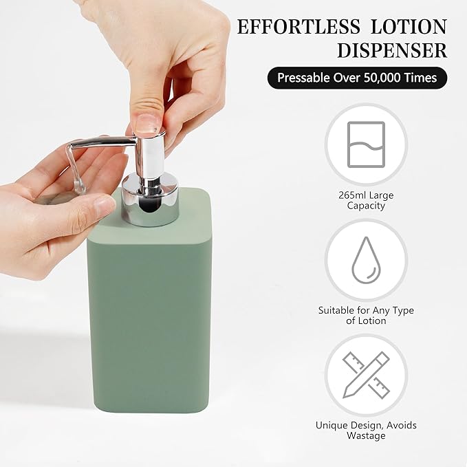 Bathroom Accessories Set, 4 Pcs Bathroom Accessory Set, Soap Dispenser, Toothbrush Holder, Qtip Holder Set, Bathroom Sets Complete, Bathroom Sink Set for Modern Home Decor,Green