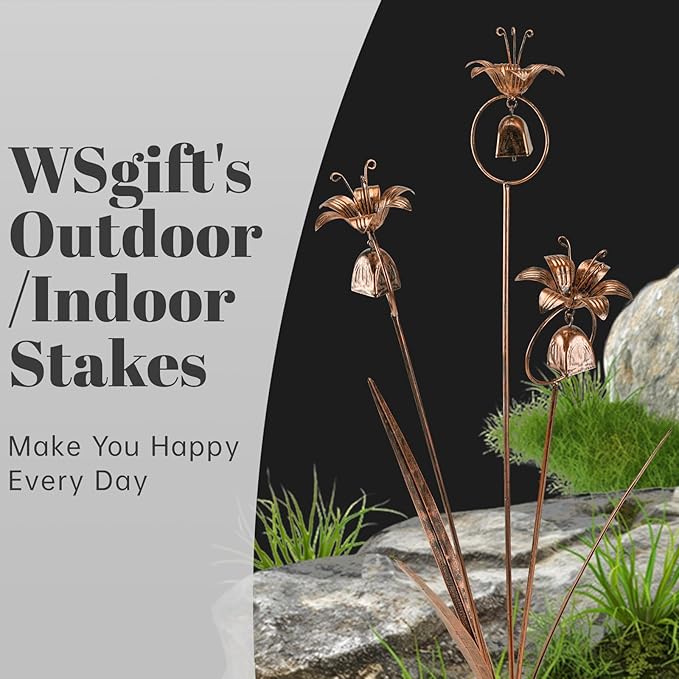 Metal Bronze Calla Lily Flowers with Bells for Outdoor Garden Decor