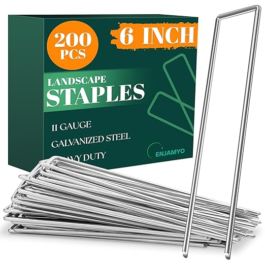 200 Pack Landscape Staples,6 Inch Galvanized Steel Garden Staples,11 Gauge Garden Stakes,Galvanized Landscape Staple,Heavy Duty Yard Stakes for Weed Barrier Fabric,Securing Irrigation Tubing