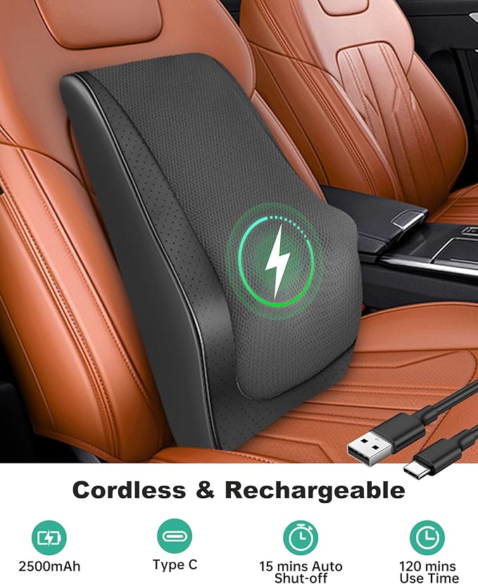 Cordless Shiatsu Neck Massager with Heat & Vibration, Back Neck Shoulder Massager for Pain Relief Deep Tissue, 4D Kneading Back Massage Pillow, Rechargeable Portable Massage, Gifts for Mom,Dad