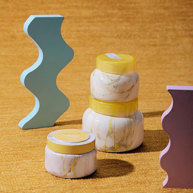 Capri Blue Modern Marble Jar Candles - Luxury Scented Candles for Home - Long Lasting Soy Wax Blend - Scented Home Decor Gifts - Pineapple Flower (8 oz)