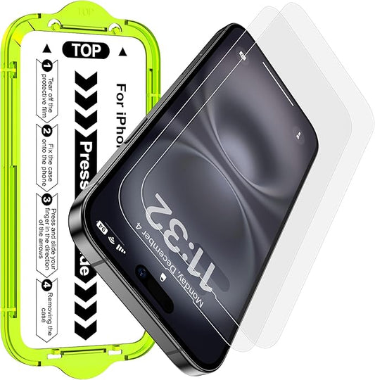 Esanik for iPhone 16/15 Matte Glass Screen Protector [Auto-alignment] Anti-Glare & Anti-Fingerprint,Anti-Reflection,Bubble Free, Smooth as Silk, 2 Pack 9H Glass Screen Cover