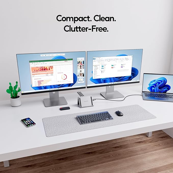 USB C Docking Station Dual Monitor, PULWTOP Laptop Dock for Windows, Laptop Docking Staion Stand with 2xHDMI 4K,3xUSB-C/A 10Gbps,2xUSB-A 5Gbps,RJ45,PD for Surface Pro11/10/9/8/Dell/HP/Lenovo/Asus/Acer