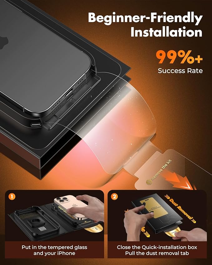 UNBREAKcable iPhone 16 Plus Screen Protector [3-Pack], Tempered Glass with Auto-Align Tech for Easy Install, 9H+ Hardness, Anti-Fingerprint, Ultra-Clear, Full-Coverage Protection, 6.7-Inch