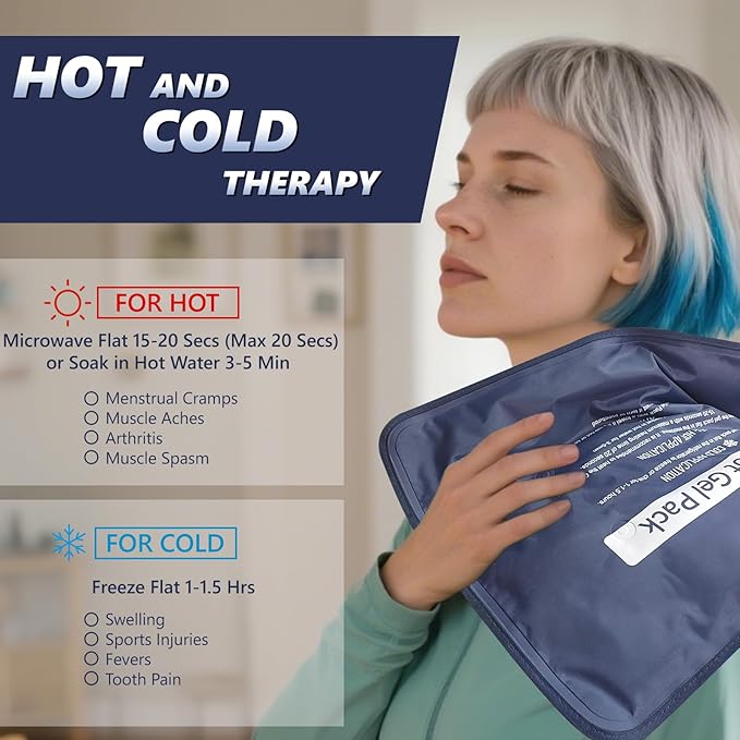 Reusable Gel Soft Ice Packs for Injuries, Flexible Hot and Cold Packs Bag for Knees, Back, Face, Joint & Muscle Pain Relief (Large 11.81"x 15.75")