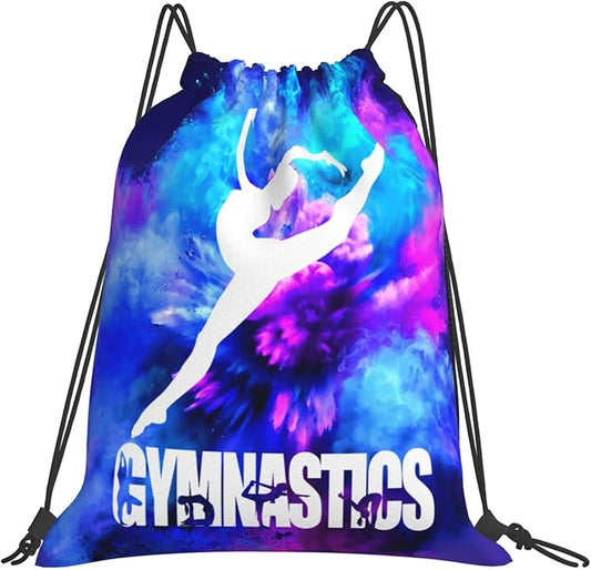 Gymnastics Drawstring Backpack Light Gym String Bag Pink Water Resistant Sackpack Sport Yoga Daypack For Womens Mens