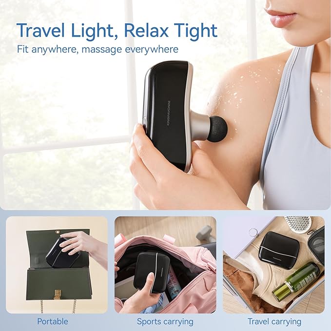 KingPavonini Mini Massage Gun with All-in-One Storage Case, FSA HSA Eligible, Pocket-Sized Small Massage Gun Deep Tissue, 0.5 lbs Portable Percussion Massager for Travel, Gym, Gift for Women Men