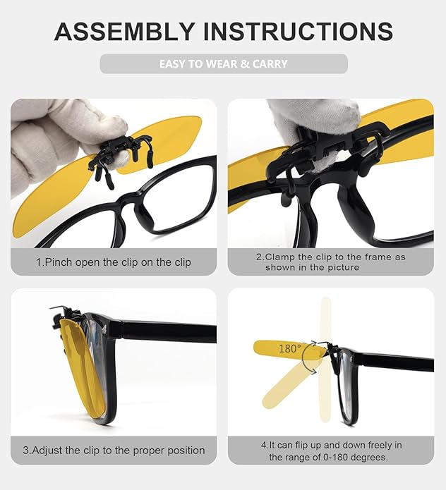 Eyekepper 4 Pack Flip-up Clip-On Sunglasses 59x39 MM Metal Wear Over Glasses