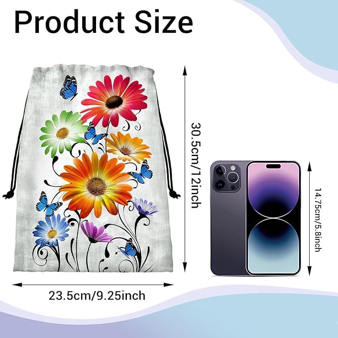 Colorful Floral Gym Grip Bag Lightweight Drawstring Gymnastics Small Grip Bag for Women Fitness