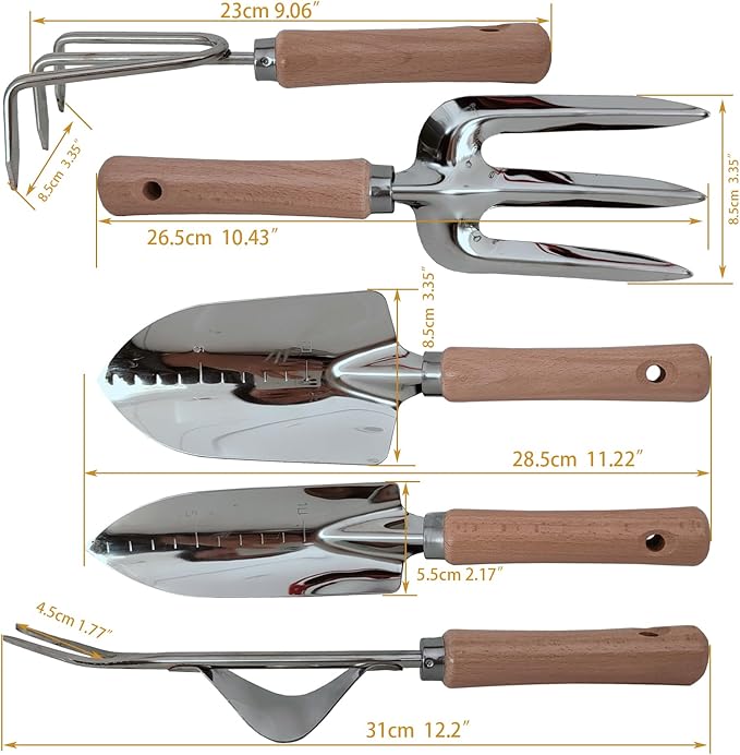 Gardening Tool, Includes Trowels, Rakes, Weeding Tool, and Hand Fork for Digging, Planting, Weeding for(5pcs Garden Tool 02)