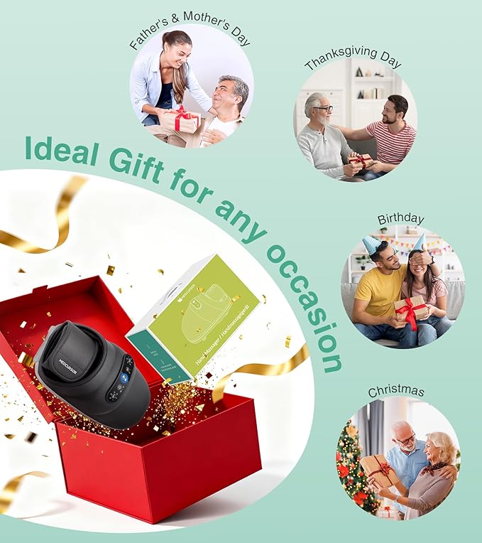 Medcursor Cordless Hand Massager, Hand Massager with Heat and Compression, Hand Warmer with Acupressure Beads, 6 Massage Modes, 2 Heat Levels, 3 Timers