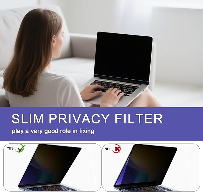 360° Privacy Screen Protector Compatible for MacBook Air 13 Inch (2018-2021, M1), Privacy Screen Filter for MacBook pro 13 inch (2016-2022,M1, M2), Anti-Spy/Anti Fingerprint/Anti Blue Light/Anti Glare
