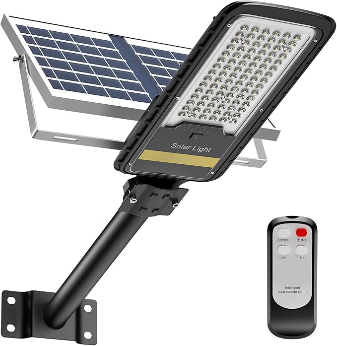 Engrepo Solar Street Lights Outdoor, 15000lm IP67 Waterproof Flood Light with Remote Control Mounting Bracket, Dusk to Dawn Security Led Flood Light for Yard, Garden, etc.