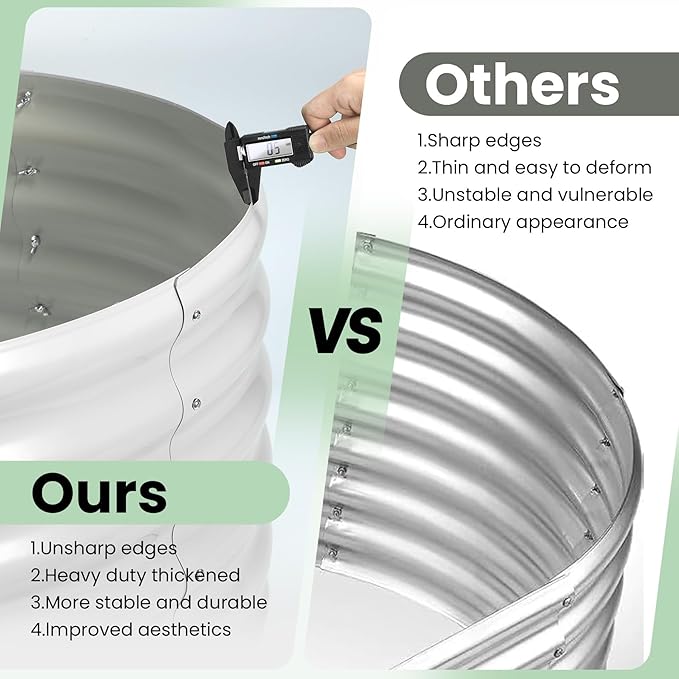 Galvanized Raised Garden Bed, 8x2x1.5Ft Metal Planter Box Outdoor, Oval Open-Ended Base Planter Raised Boxes for Vegetables Flower Herb,Beige