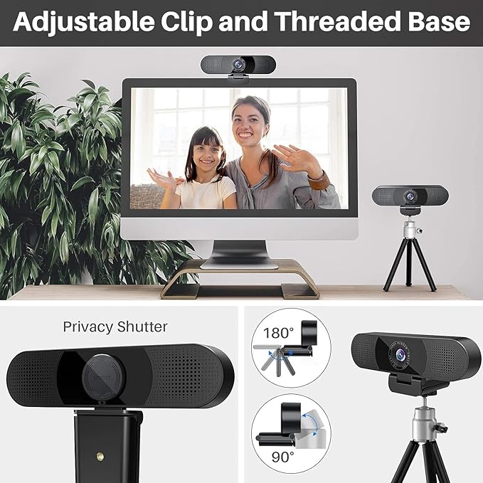 EMEET 3 in 1 Webcam - 1080P Webcam with Microphone and Speakers, Noise Reduction, Auto Low Light Correction W/Cover, C980 Pro USB Camera Web cam 60°-98° for Video Conferencing Streaming/Gaming/Class