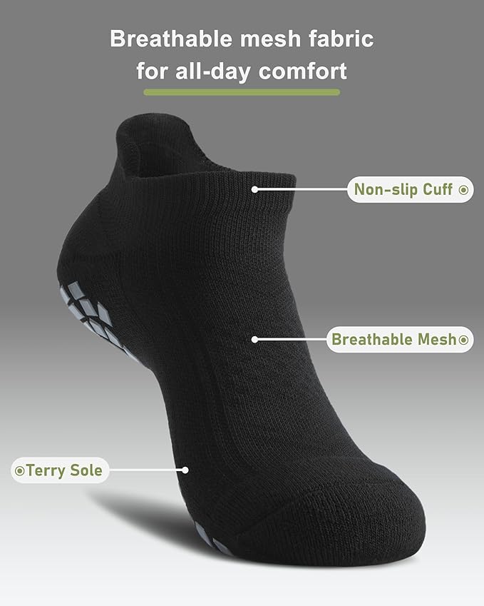 Pilates Grip Socks - Cushioned Slipper Non-Slip Grippy for Women Men Yoga - Barre Workout Hospital Sticky Socks
