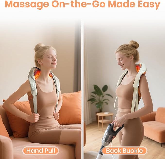 Gifts for Women / Men: 2025 NEW Shiatsu Neck Massager with Heat, Brushless Neck Massager for Pain Relief Deep Tissue with 3 Modes, Deep Kneading Shoulder and Back Massagers, Dad / Mom Gifts Birthday