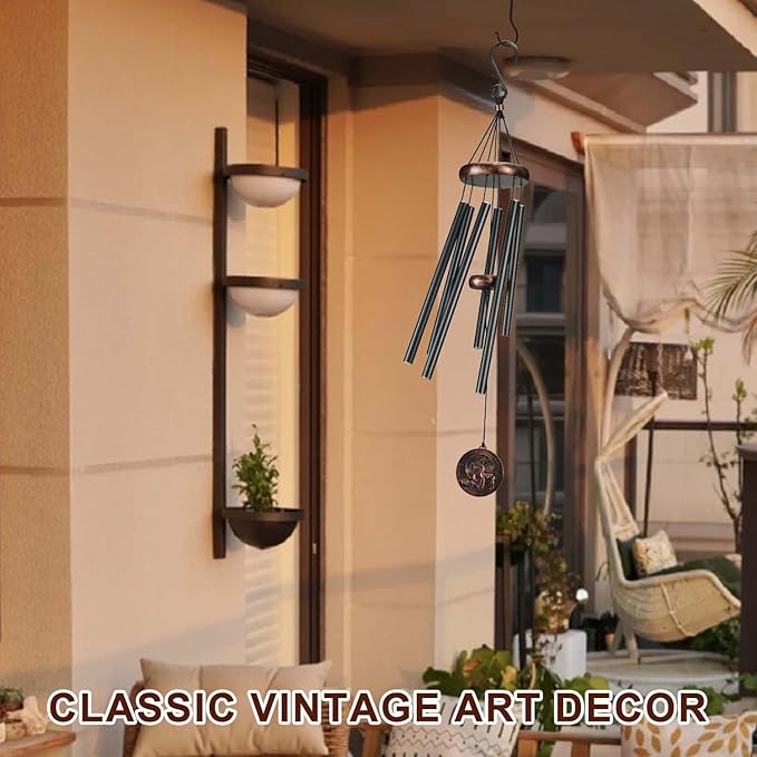 Wind Chimes for Outside, Vintage Deer Deep Tone Wind Chime Outdoor Clearance, Patio Porch Balcony Decoration, Garden Hanging Decor Gifts for Women Mom Grandma (32" Deer)