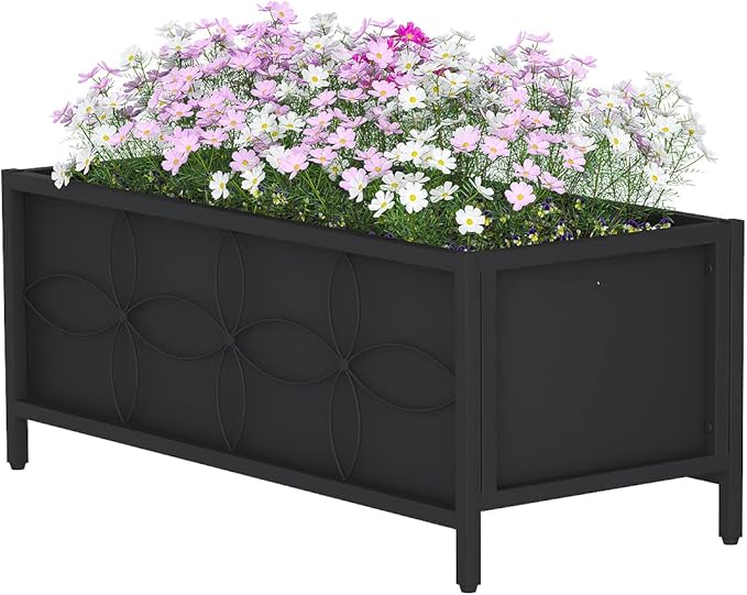 Zhongma Sturdy Raised Garden Bed with Inner Fabric Liners for Vegetables Flower, Planter Box for Backyard Patio Balcony. Inner Size: 33.85x14.17x11 inch