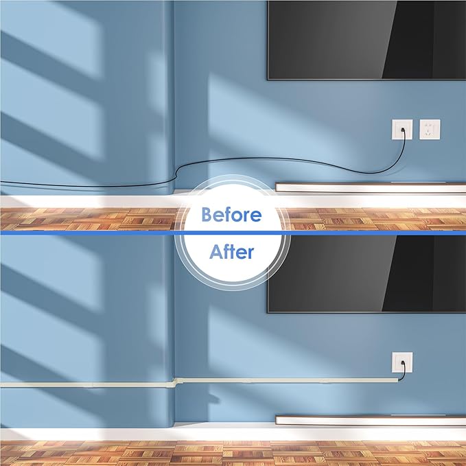 Yecaye Beige Cord Hider, One-Cord Channel Cord Cover on Wall, Cable Management Kit, Wire Covers for Cords, W0.59in H0.4in, Beige