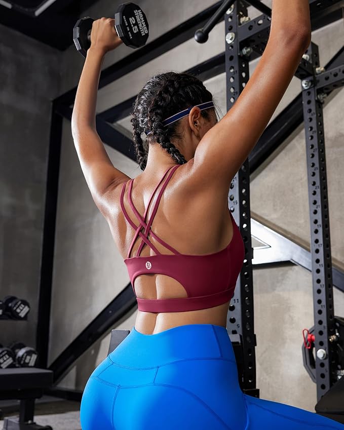 RUNNING GIRL Sports Bras for Women,Padded Sports Bra Tank Top Sexy Crisscross Back High Impact Longline Workout Yoga Bra