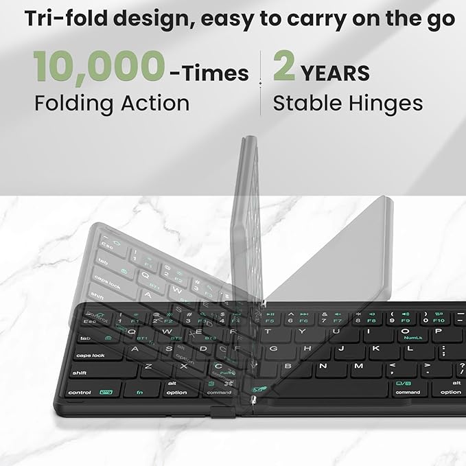 Nillkin Pocket Foldable Wireless Keyboard with Touchpad Numerical Pad for Travel Meeting for Tablet, Mobile Phone,Laptop, Full Size (Small) Keyboard (Black)