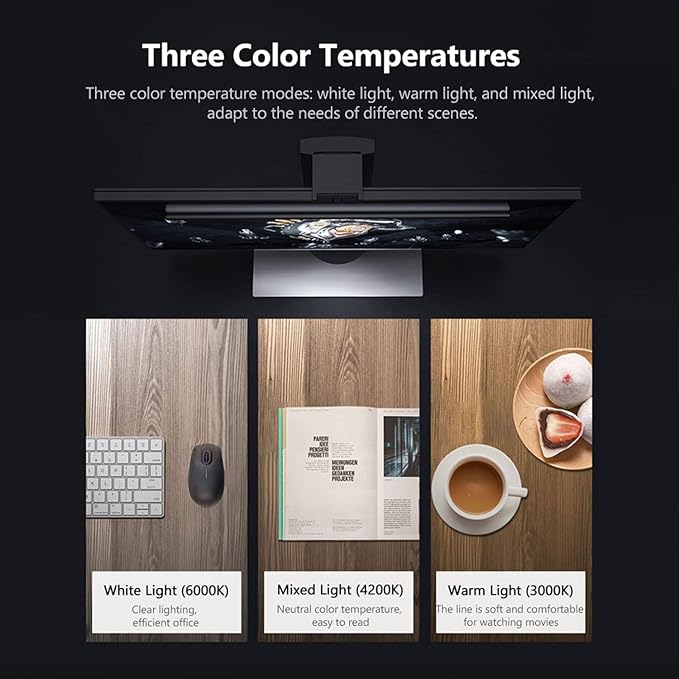 Computer Monitor Light Bar,Wireless Remote Control Multiple Screen lamp Dimmer Switch,USB Powered, E-Reading LED Hanging Light,for Office/Home, Brightness/Color Temperature Adjustment