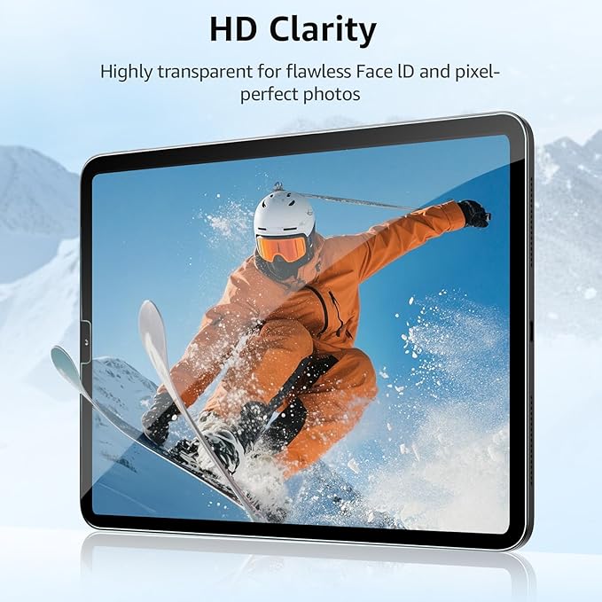 2-Pack Glass Screen Protector for iPad Pro 11-in.(4th 3rd 2nd 1st Gen)& iPad Air 10.9-in. (5th 4th Gen) Military Shatterproof, 9H+ Hardness, Auto-Alignment Frame, Anti-Fingerprint, HD Clear, Scratch Resistant